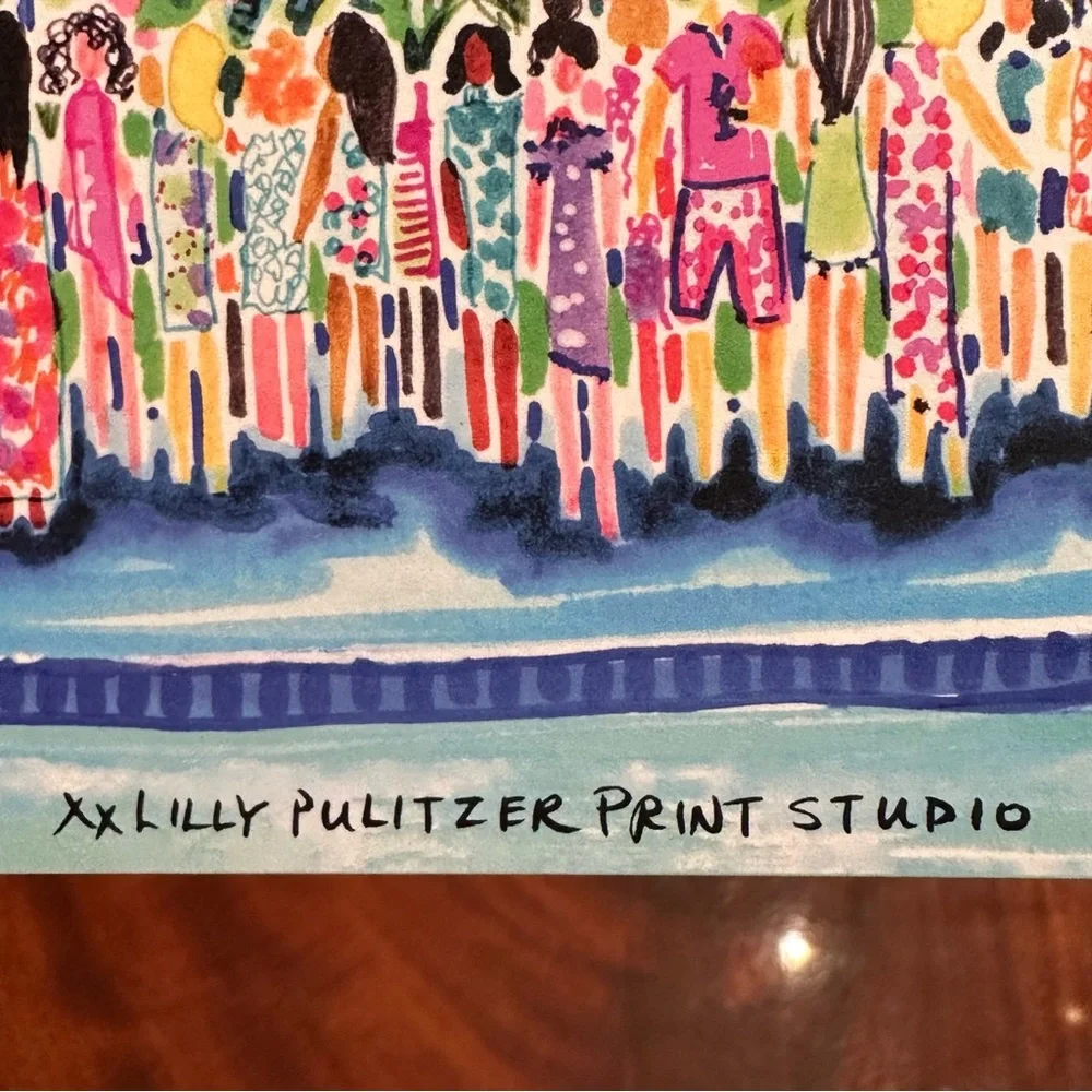 Lilly Pulitzer Print Studio Pink Party Soirée 5x5 Artwork HTF